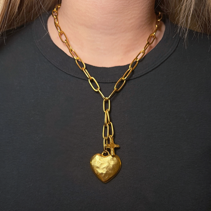 Golden Heart Drop Necklace