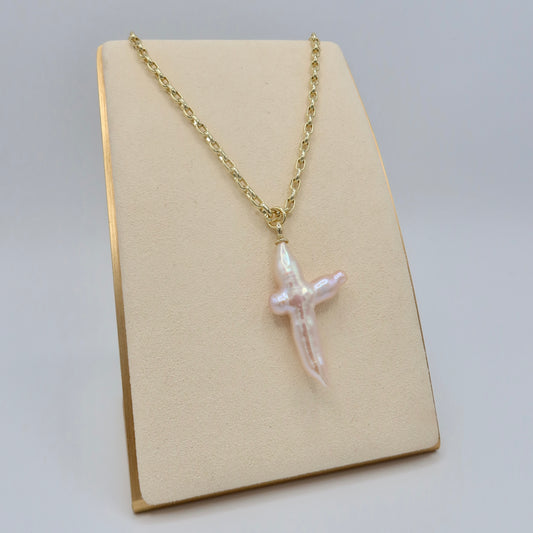 Pearl Cross Pendant Necklace