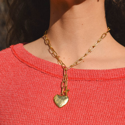Golden Heart Drop Necklace